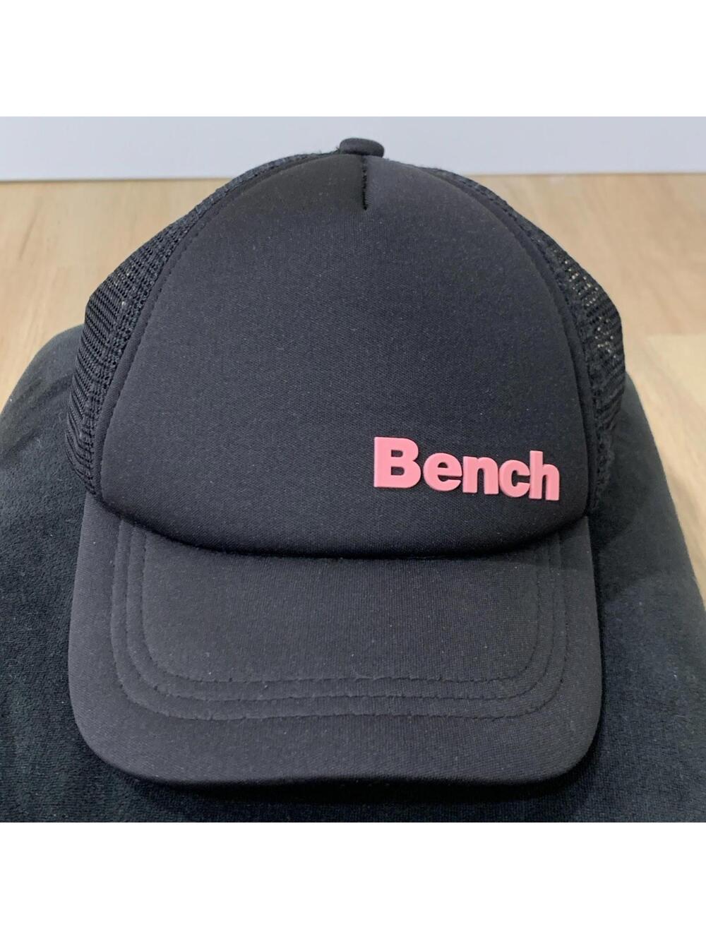 Bench Women’s Trucker Cap Black Pink Logo Adjustable NWOT